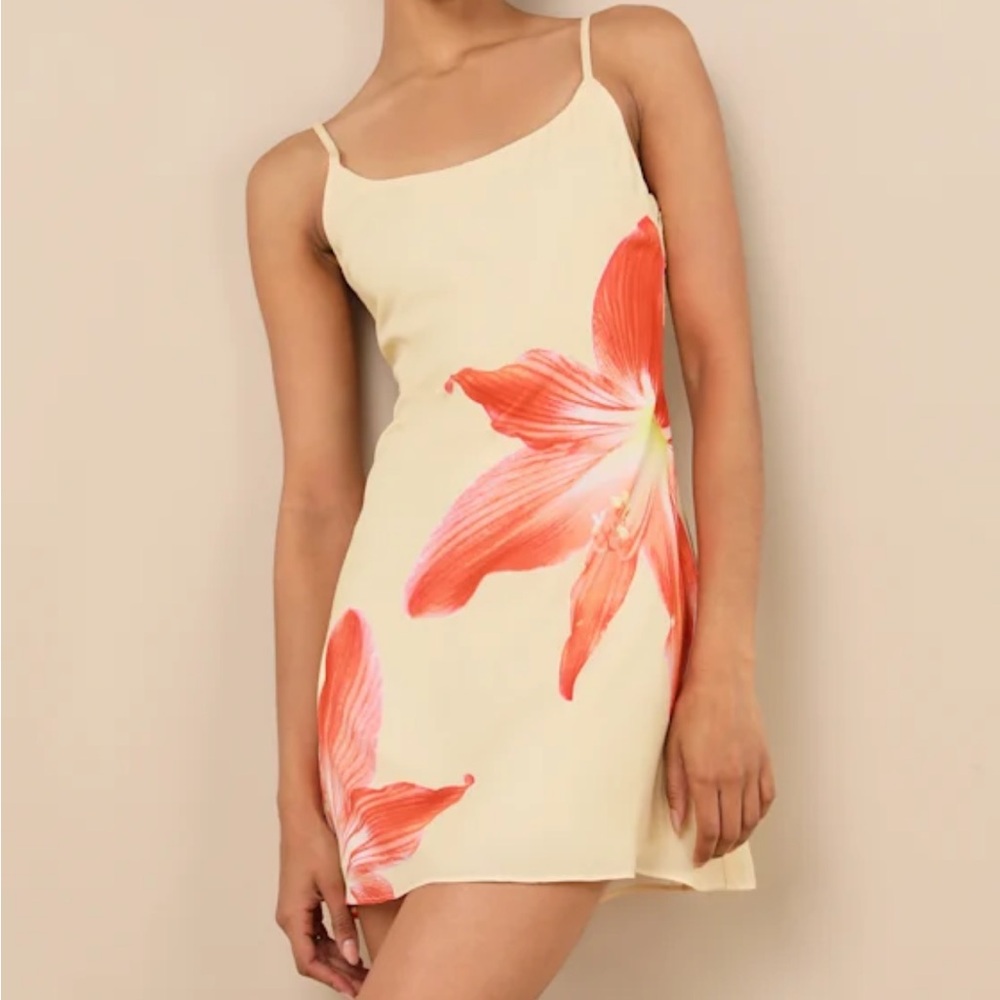 Lulu's Dulcea Yellow Floral Sleeveless Mini Dress